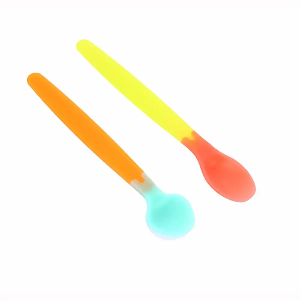 2 Pcs/Set Infant Spoon Baby Spoon Flatware Temperature Sensing Children