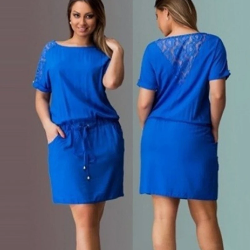 

Hollow Out Sleeve Dress Casual Loose Pocket Dress Summer Women Mini Office Dress Bodycon Party Dress Plus Size Clothing