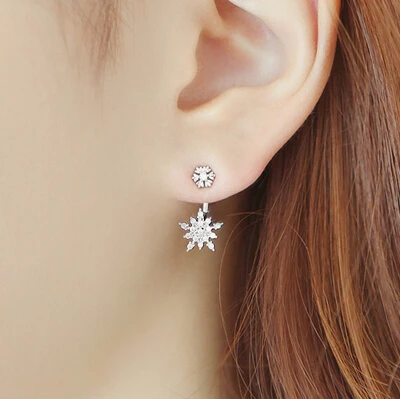 

2017 New arrival high quality shiny star 925 pure silver ladies`stud earrings jewelry Christmas gift anti-allergic
