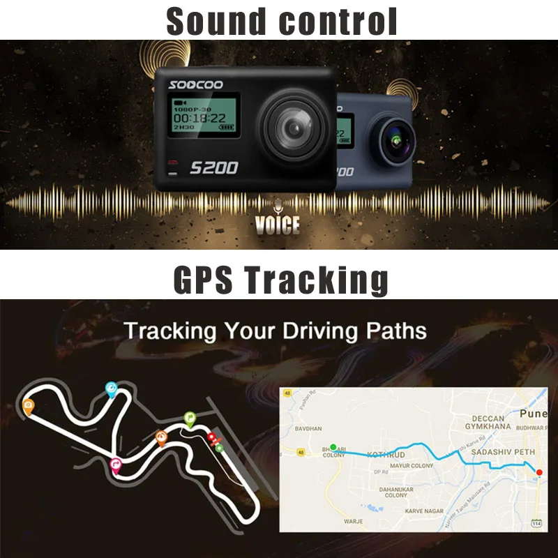 SOOCOO S200 action camera 4k camera sport with waterproof case external microphone mic GPS WiFi 2.4