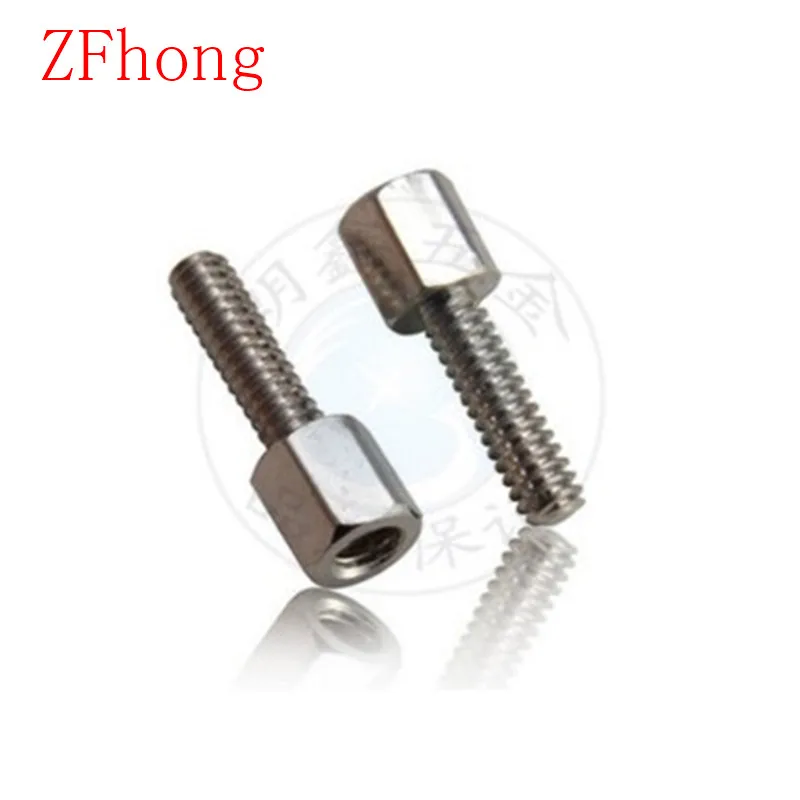 

100pcs/ lot High Quality 4#-40*5 VGA Connector Screw Brass With Nickel Hex Standoff Spacer Length 5mm--20mm