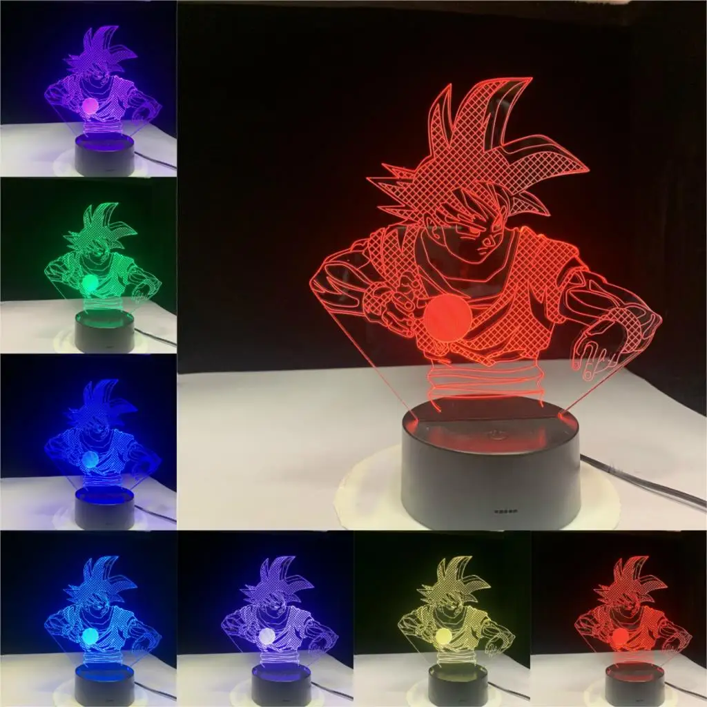 10 Мультфильм Dragon Ball Z Супер Сон Гоку фигурка светодиодный 3D лампа Иллюзия детский ночной Светильник Kamehameha детские игрушки стол - Испускаемый цвет: 10