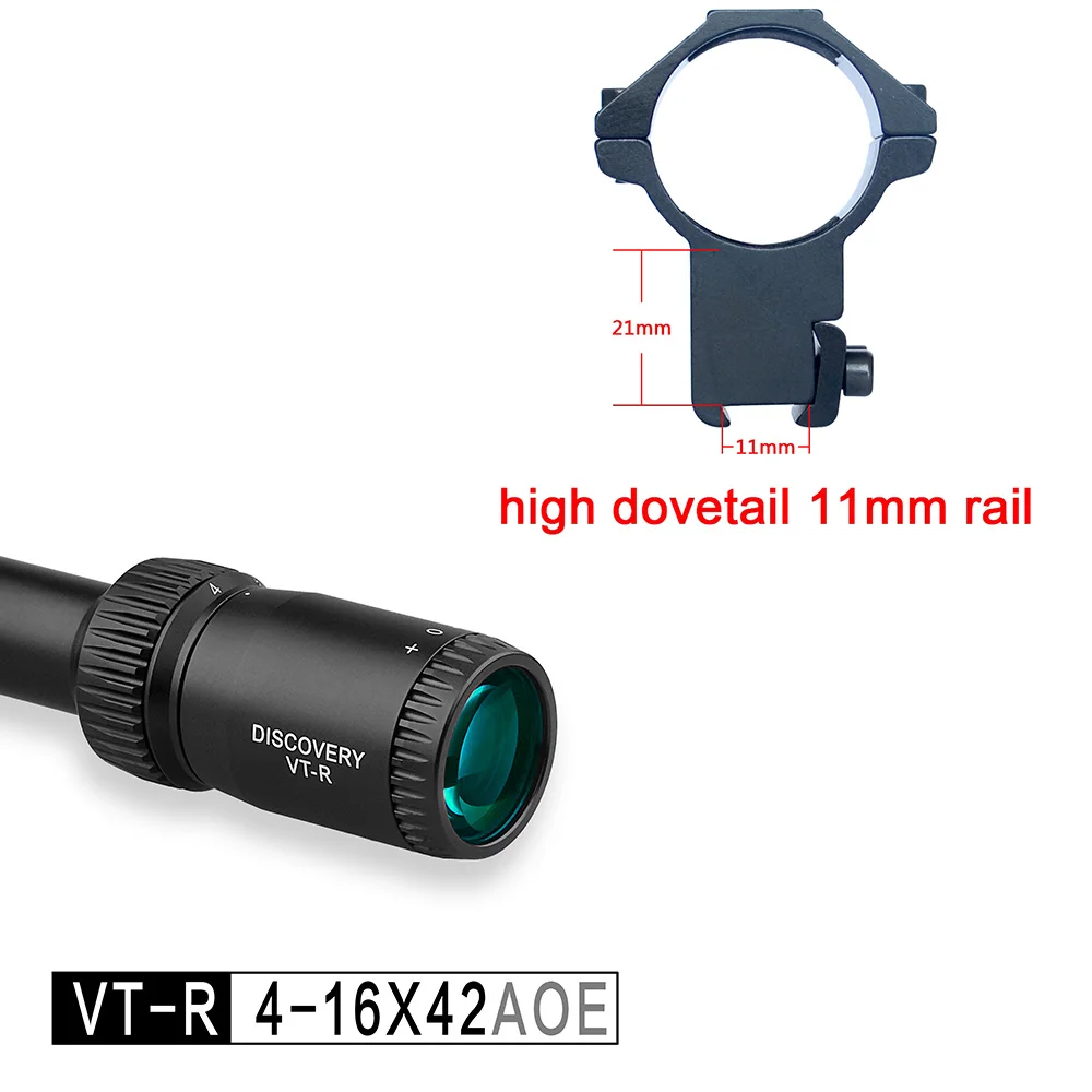 Дискавери оптика VT-R 4-16X42 AOE Tacticle Riflescope Mil точка сетка с подсветкой Охота Socpe - Цвет: high dovetail 11mm r