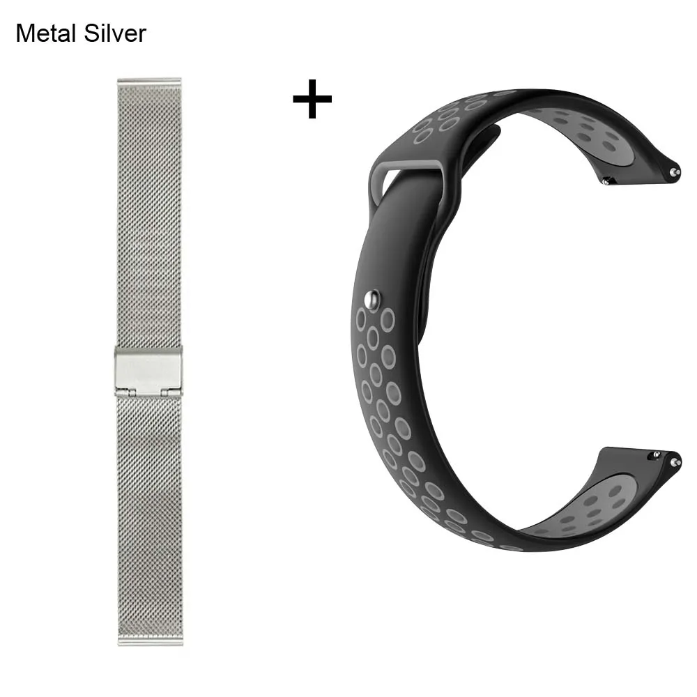Silver-Black grey Для Xiaomi Amazfit GTR 47 мм Pace Stratos 2 Браслет ремешок для samsung gear S3 Galaxy 46 мм металлический ремешок силиконовый ремешок - Цвет: Silver-Black grey