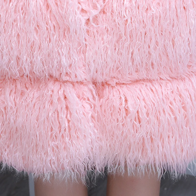 Nerazzurri зимнее розовое милое пальто из искусственного меха для женщин, длинное, в полоску, размера плюс, искусственный мех, куртка 6xl, высокое качество, Женская мода