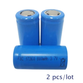 

2pcs UNITEK 3.7v ICR 17360 li-ion battery 800mah rechargeable lithium ion cell for massager flashlight torch shaver toothbrush