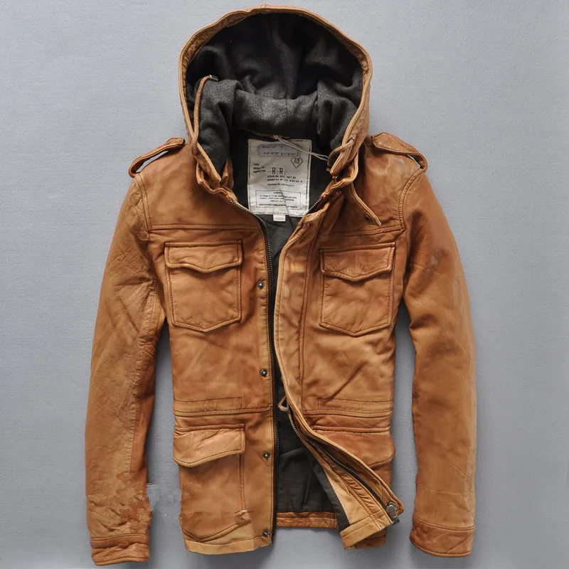 Popular Brown Leather Hooded Jacket-Buy Cheap Brown Leather Hooded ...