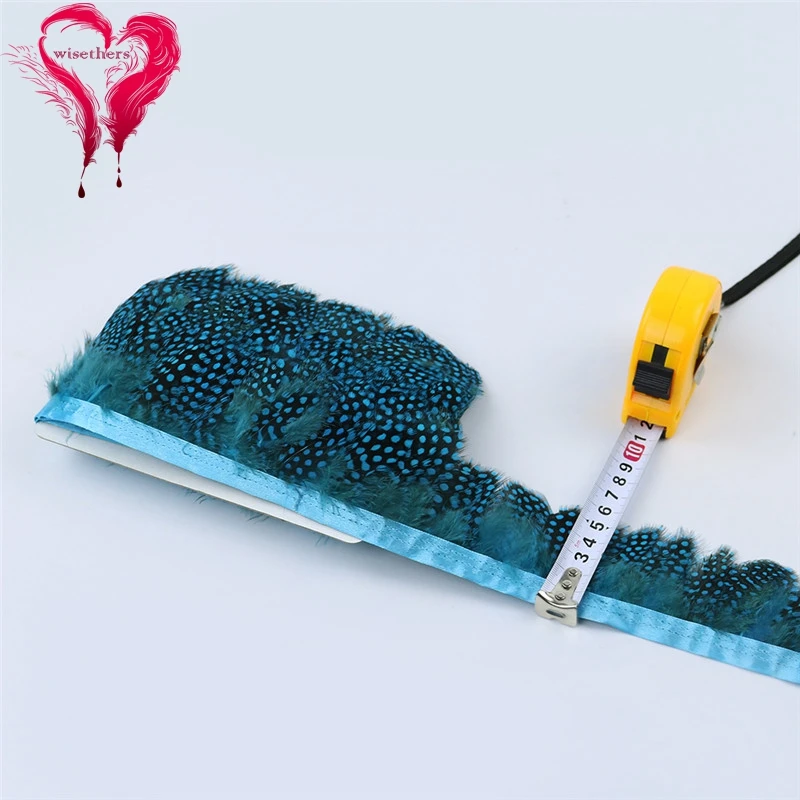 6 turquoise guinea fowl feather trims 5