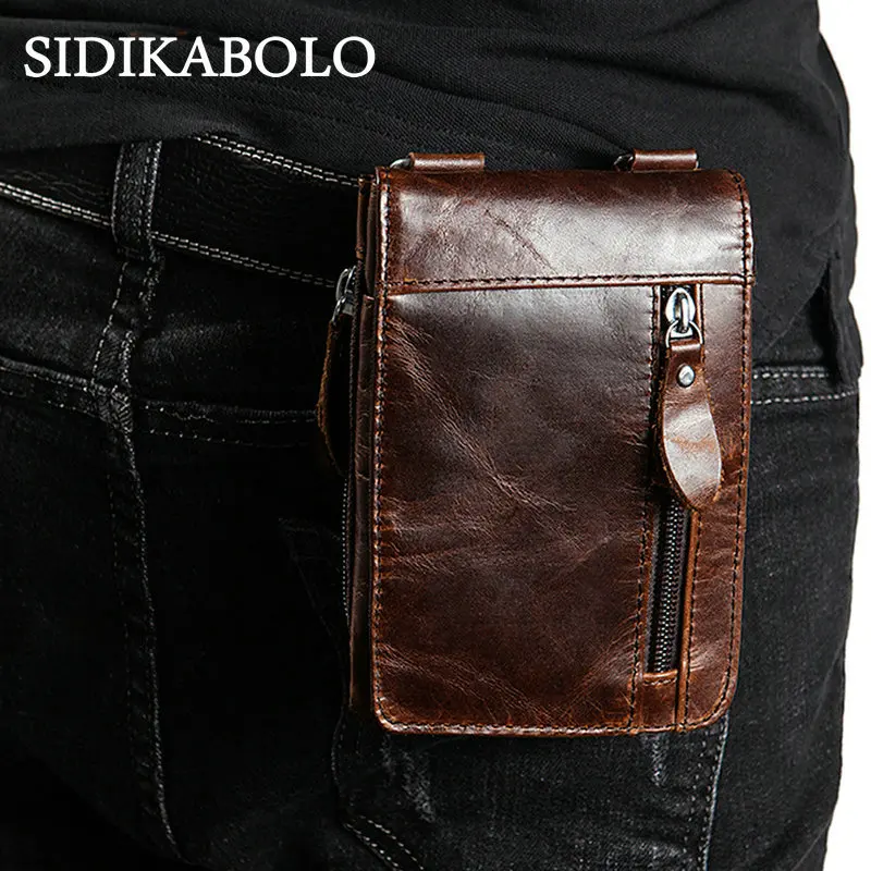 

2019 Genuine Leather Waist Packs Fanny Pack Belt Bag Phone Pouch Bags Travel Waist Pack Male Small Waist Bag Leather Pouch