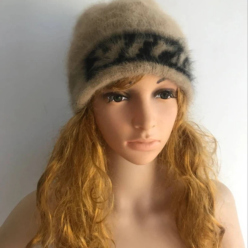 Lovelydonkeywomen норки кашемира дамы ручного вязания шапки зима теплая Вязание cap Бесплатная доставка M1007