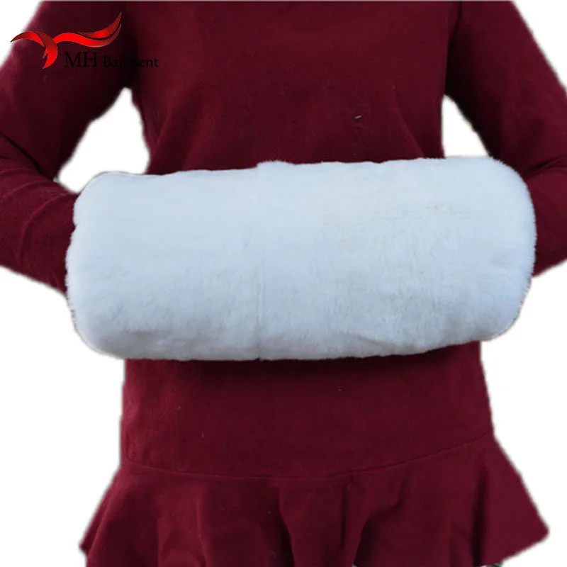 Women Rex Rabbit Fur Winter Warm Arm Warmer Multicolor fur Hand Wrist Hand Warmer Big Size Fur