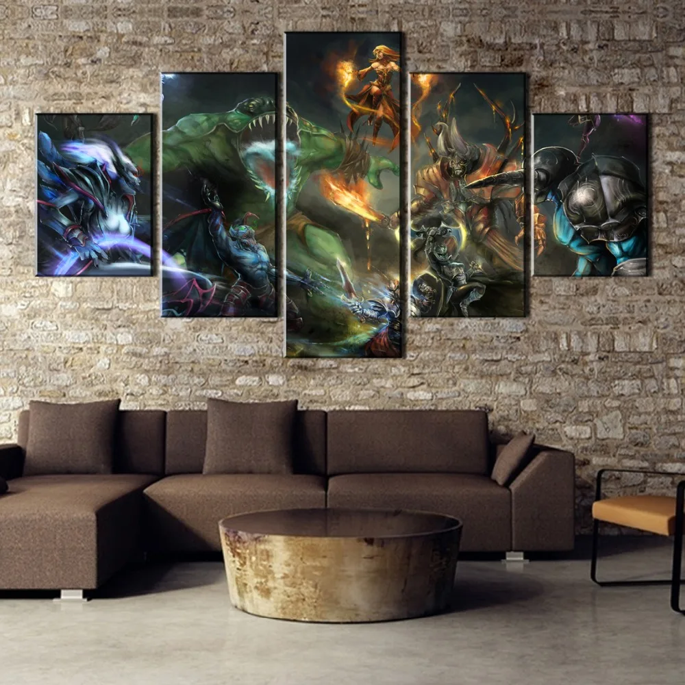 Canvas Wall Art Painting Modern HD Print Home Decor Picture DotA 2 Game 5 Piece Canvas Wall Art For