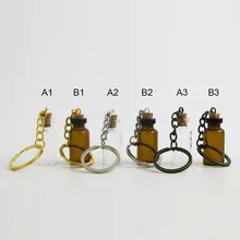 100X3 мл прозрачная Янтарная Стеклянные Мини-флаконы брелки для ключей маленькие желающие бутылки с пробкой флакон искусство банки для браслеты-подарки