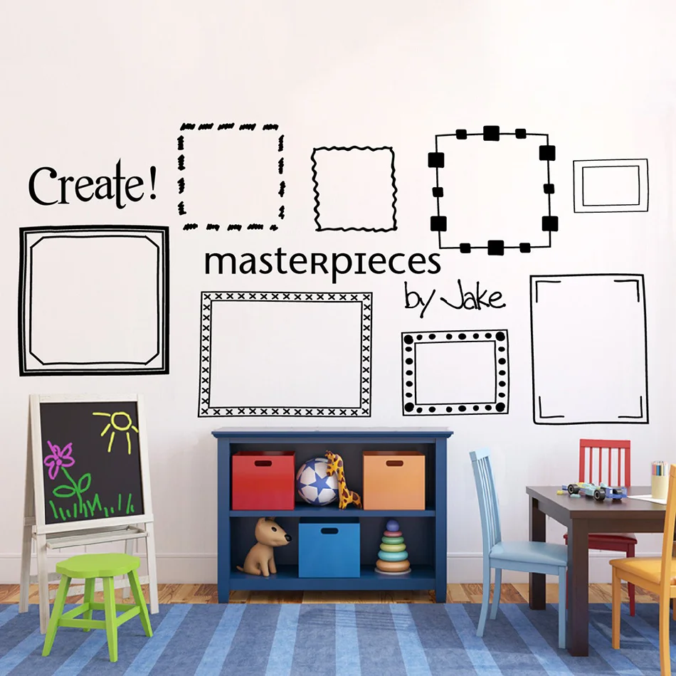 Kids Art Display Picture Frame Wall Decals Mural Playroom Bedroom Vinyl