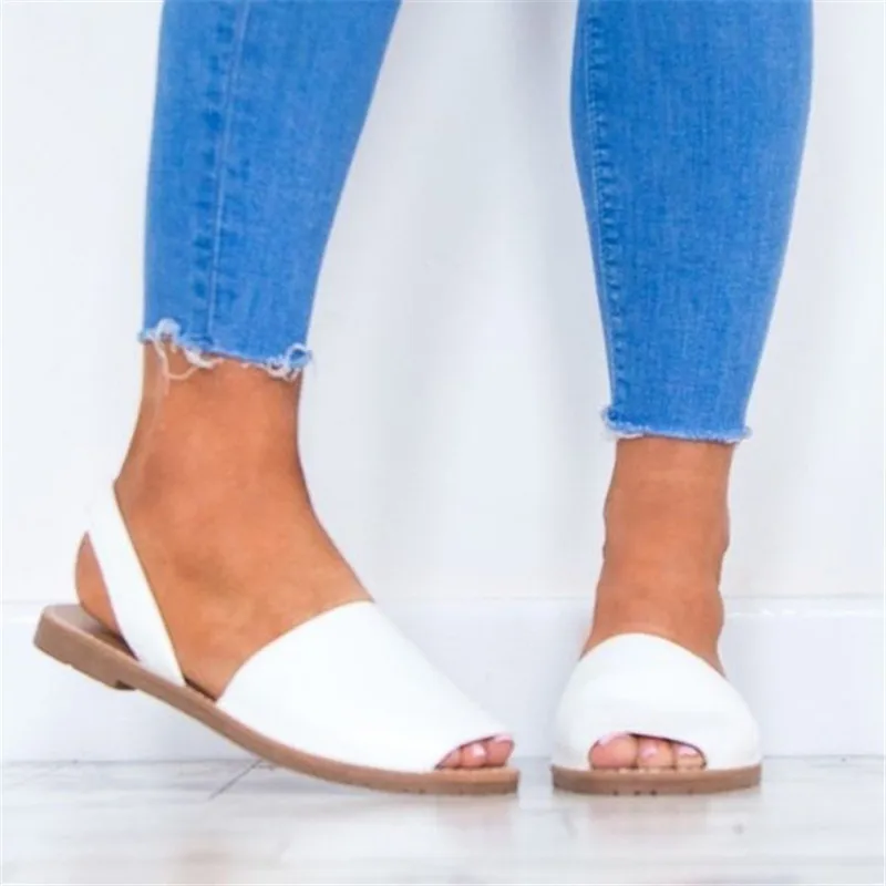 

Women Sandals Summer Leisure Flat Shoes Dropshipping 2019 Peep Toe Low Heel Rome Footwear Slip On Plus Size 41 42 43