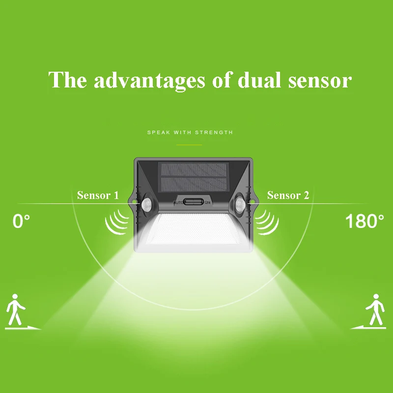 IP65 2000mA двойной датчик 3 mode Солнечный свет открытый индукции тела уличное освещение светодиодная Сад двор