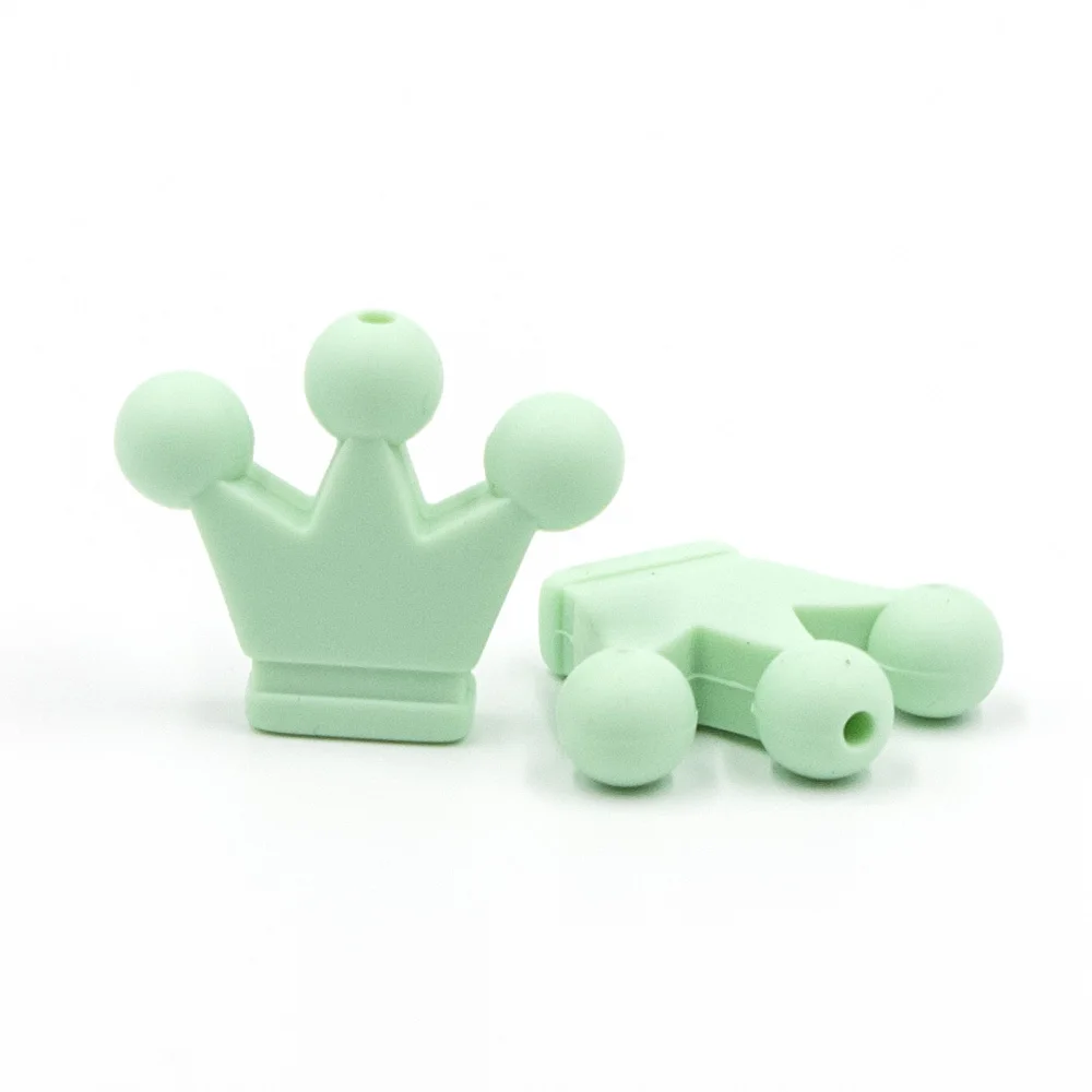 5 шт Корона силиконовые бусины Детские Perle Силиконовые Зубные Прорезыватели бусины для DIY ожерелье браслет соска цепи Детские продукты - Цвет: Mint Green