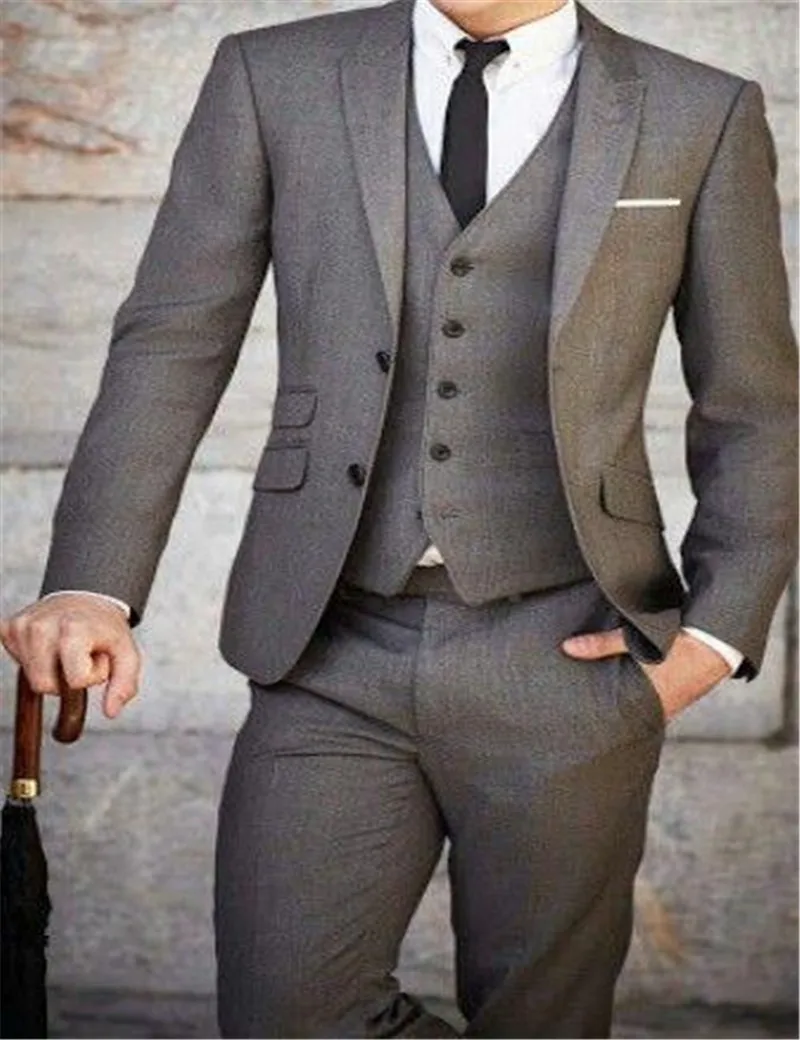 Темно Синий Свадебные Костюмы Мужские костюмы Slim Fit 2016 Жених Смокинги groomsmen