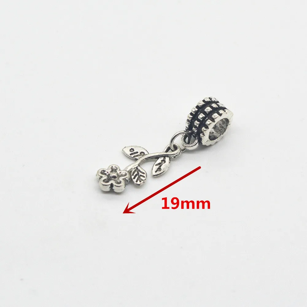 wholesale 20pcs flower charm Tibetan silver Bead Charm bighole pendant