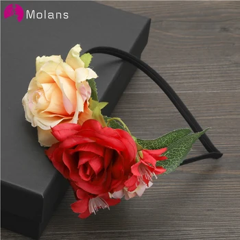 

MOLANS Chic Rose Leaves Headbands Elegant Stimulation Floral Headbands Art Photography Wedding Accessories Handmade Headpiece