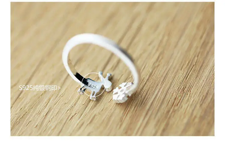 Новые Настоящее серебро 925 проба рождественские кольца снежинки для женщин Свадебные панк ретро античные регулируемые размеры палец большое кольцо