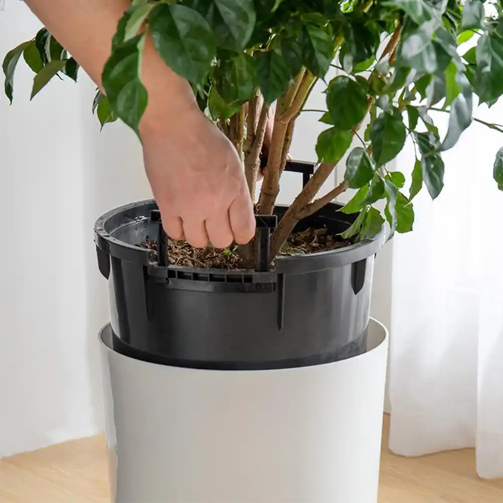 Самостоятельно цветочный горшок с системой полива декоративный горшок для садовых и комнатных растений элегантный пластиковый Плетеный р...