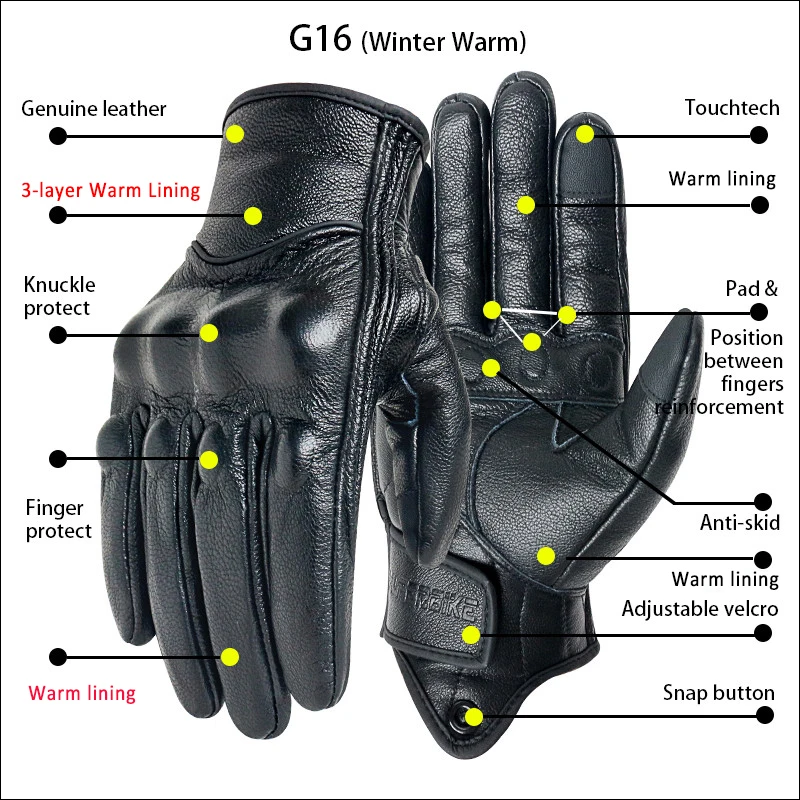 Мотоциклетные Прихватки для мангала зимние теплые термальность для мужчин сенсорный экран кожа Электрический велосипед перчатк