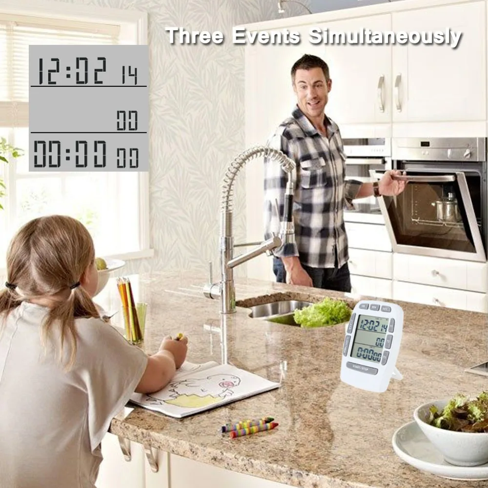 Кухонный таймер трехканальный кухонный таймер большой ЖК-экран кухонный таймер цифровой кухонный таймер