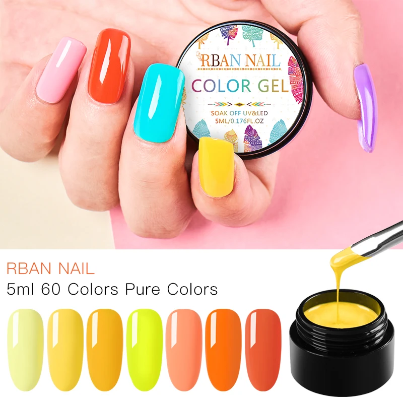 

RBAN NAIL 5ml Nail Gel Polish LED UV Gel Nail Soak Off For Nail Gel Lacquer Glitter Pure Semi Permanent Hybrid Nail Polish