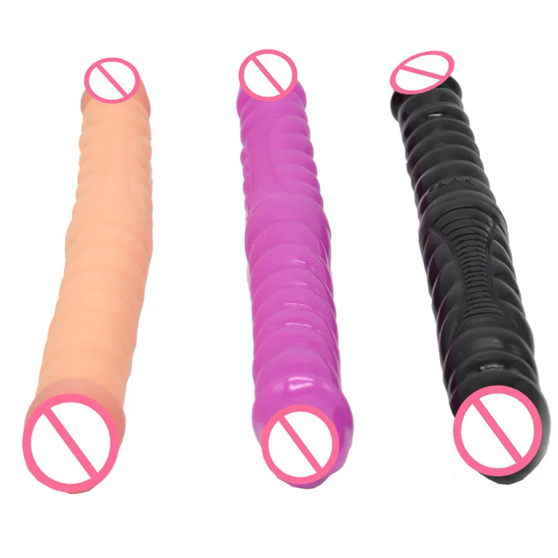 Kopen Spiraal Speeltjes voor Vrouwen Dubbele Dildo Dual Penis Lul Lesbische Cock Vrouwelijke Masturbatie Flexibele Soft Vagina Anale Dildo Gay
