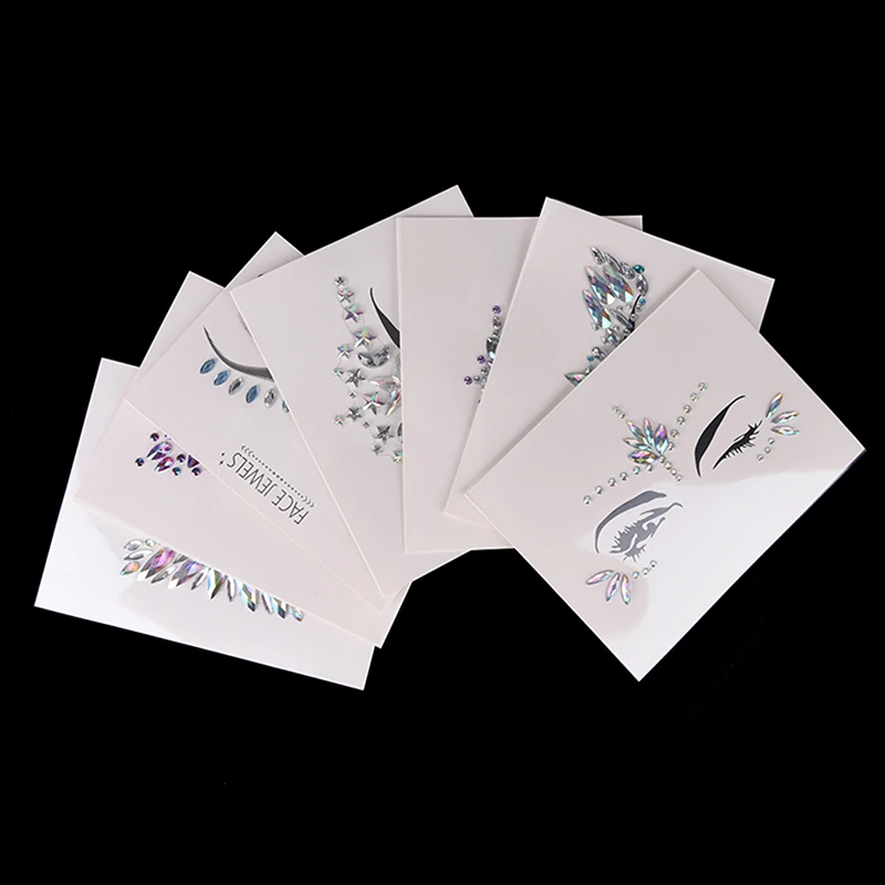 1 Sheet 3D Crystal Sticker Face And Eye Jewels Gems Forehead Stage Decor Temporary Tattoo Stickers Festival Party Makeup Flash