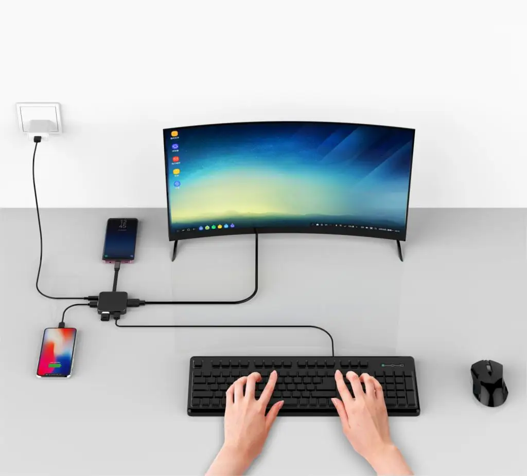 

Mosible Thunderbolt 3 Adapter USB C Hub support Dex Mode for Samsung S8/S9 Nintend Switch Huawei Mate10/P20 with PD HDMI 4K HD