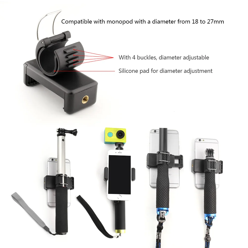 Крепление для мобильного телефона с зажимом, адаптер, приложение для сотового телефона, крепление-адаптер для GoPro Hero 6 5 4 SJCAM, монопод, полюс