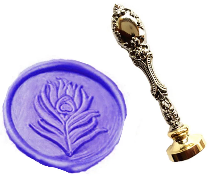 Vintage Fancy Peacock Feather Custom Picture Logo Luxury Wax Seal ...
