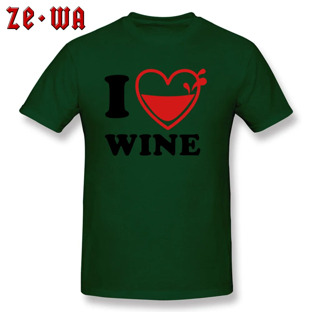 Family I Love Wine Geek Top T-shirts Round Neck Pure Cotton Male Tops Shirt Short Sleeve Lovers Day Geek Tee-Shirt I Love Wine dark