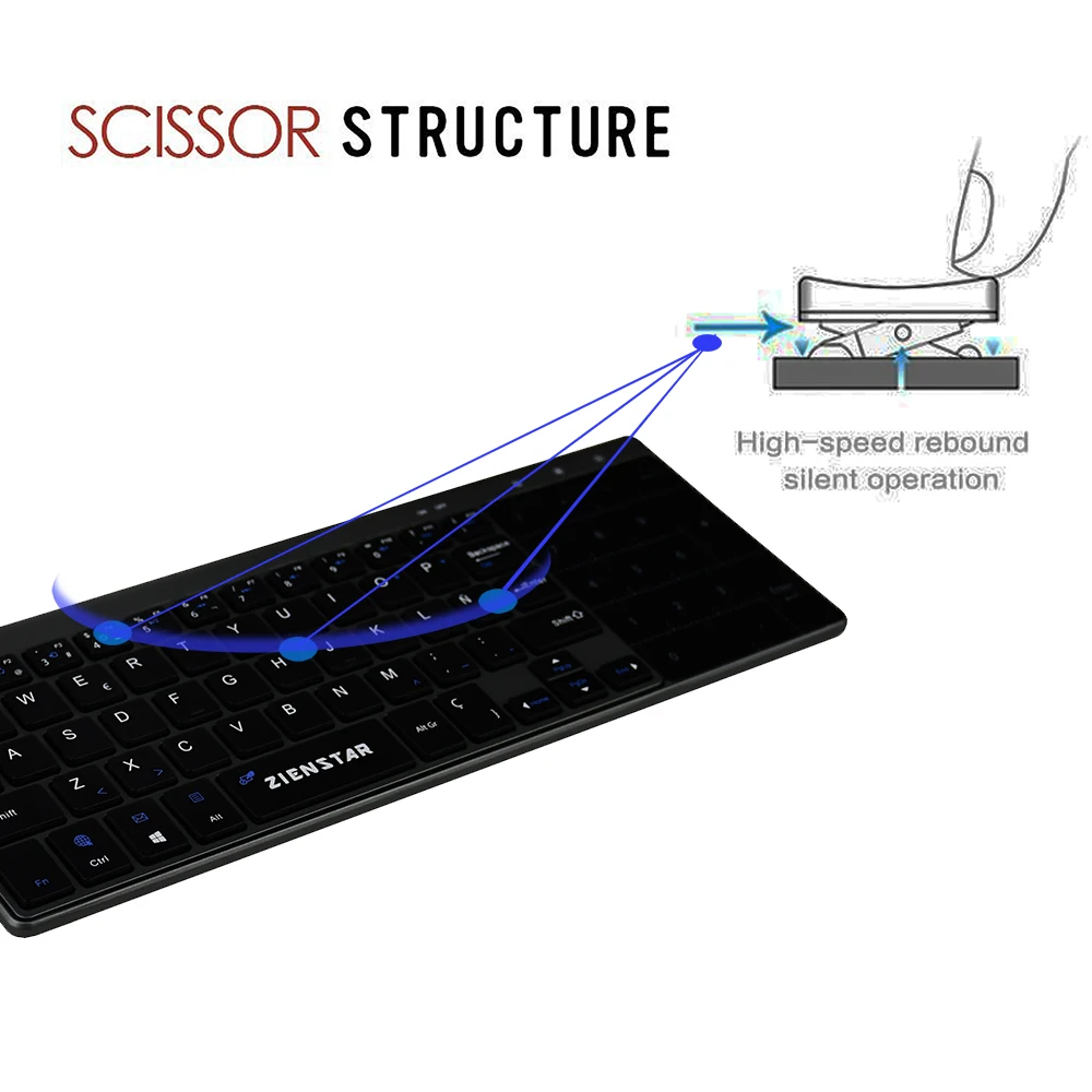 Goedkoop Zienstar Spaans 2.4 Ghz Draadloze Toetsenbord met Touchpad en Nummer Pad voor Windows PC, Laptop, Ios pad, smart TV, HTPC, Android Doos