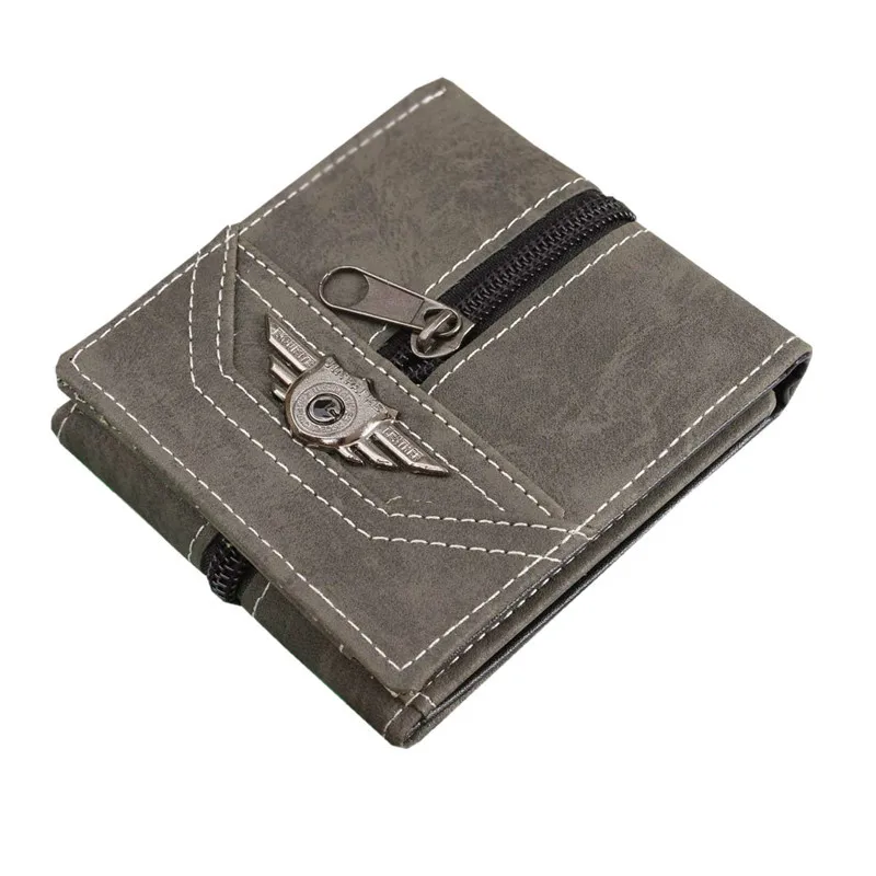 

Canvas Men Wallets With Coin Zipper Short Money Bag Pocket For Credit Card Boys Student 3 Fold purse 2018 old school army green