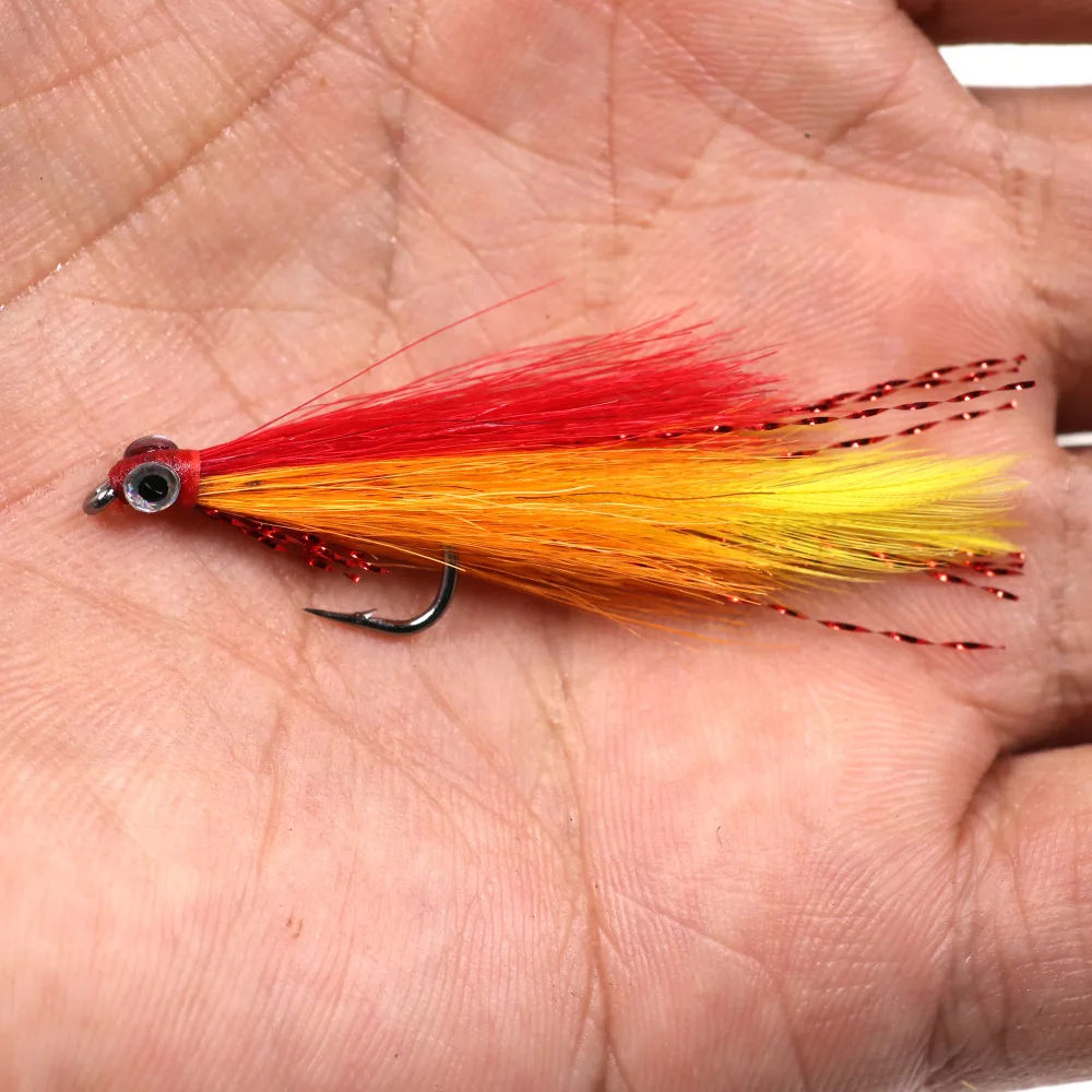 Bimoo 4 шт.#6 оранжевый и красный Стример Летать гольян приманка рыба искусственная форель нахлыстом приманка