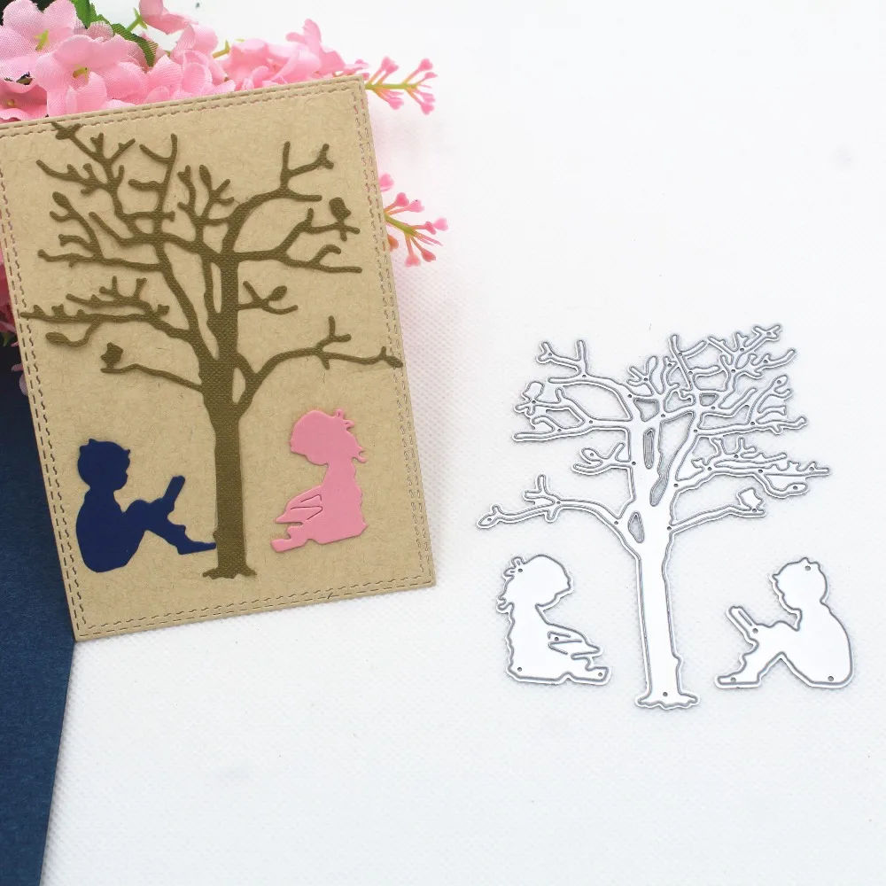 

Read Under The Tree DIY Scrapbooking Photo Album Paper Card Craft Cute Embossing Metal Cutting Dies Stencils Scrapbooking