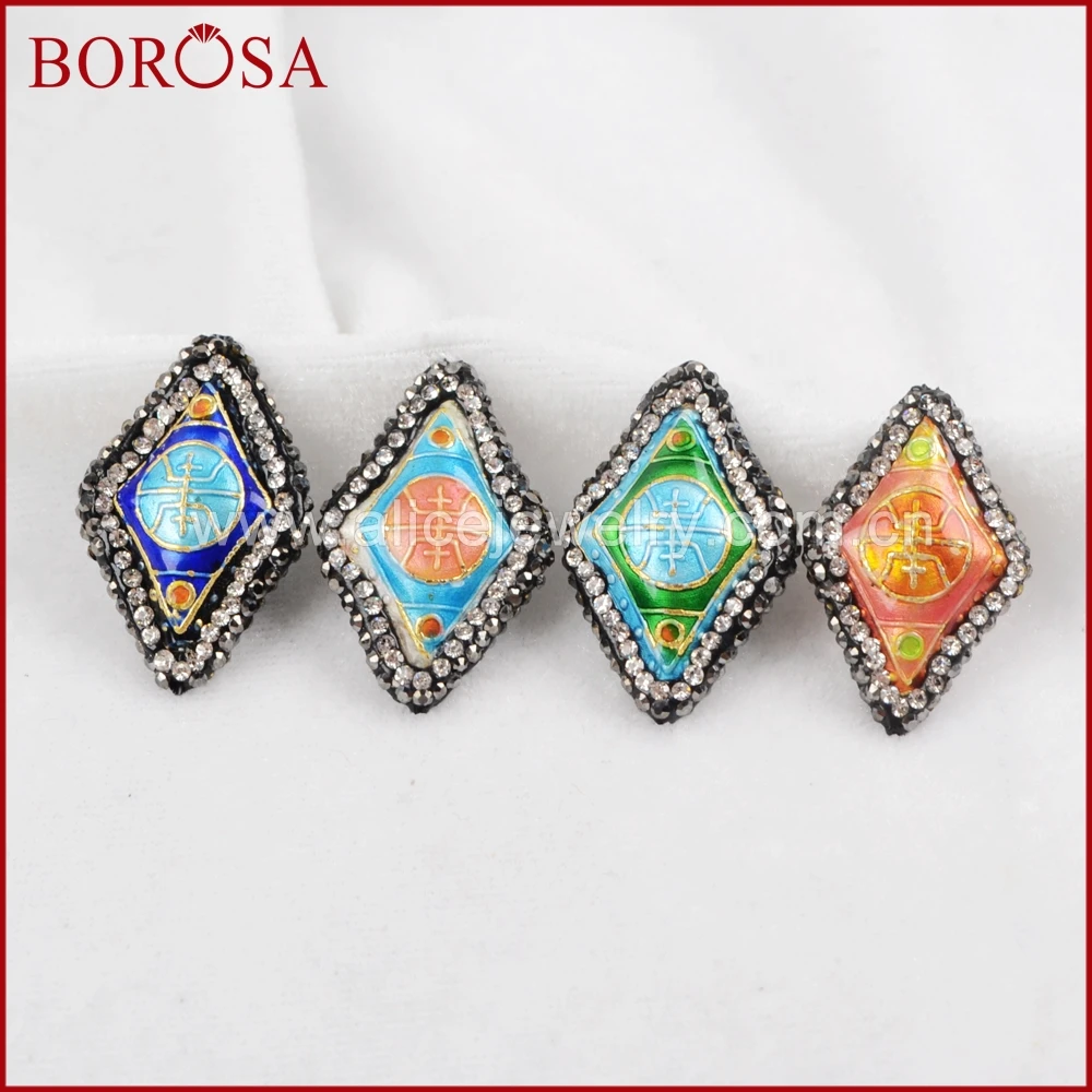 Borosa ромб Форма двойной Размеры металла Бусины фианиты смешивания Цвет Drusy Шарм