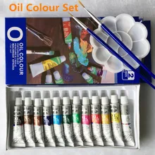 Oil Colors Paints Fine Painting Art Supplies 12 Colours 6 ML Tube Offer 2 Brush And 1 Palette For Free