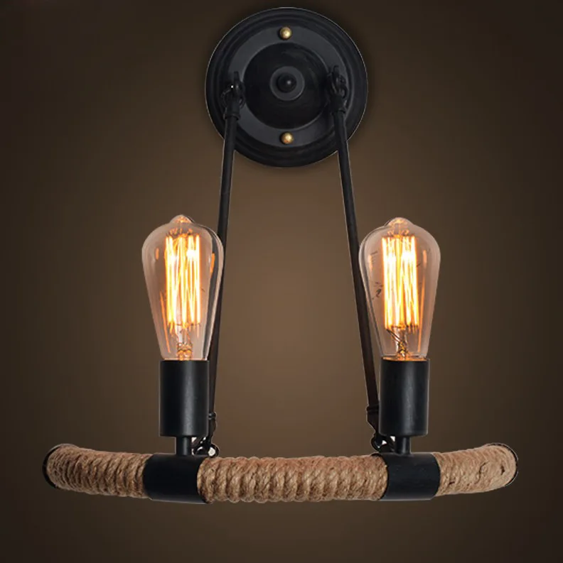 

The American village industrial wind lamp iron rope wall simple coffee aisle dining room wall