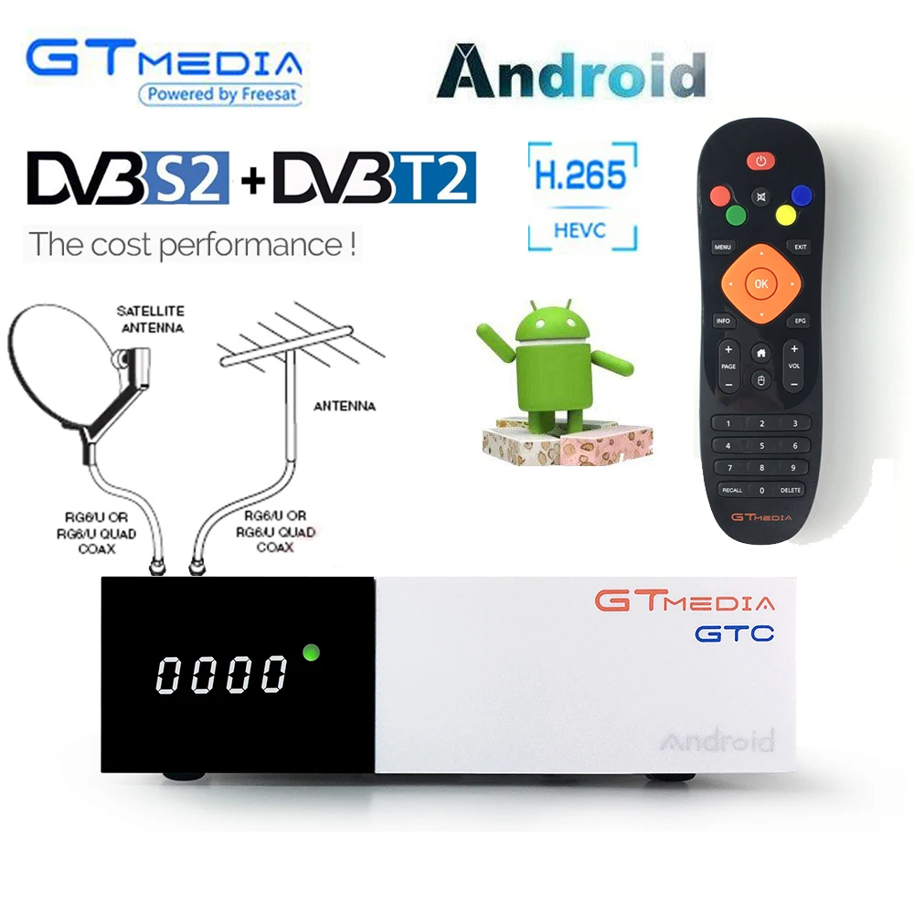 

Gtmedia GTC Combo DVB-T2 ISDB-T Bluetooth Wifi Youtube DVB-S2 Satellite receiver Cline Biss VU Cable 4K Android Digital tv box