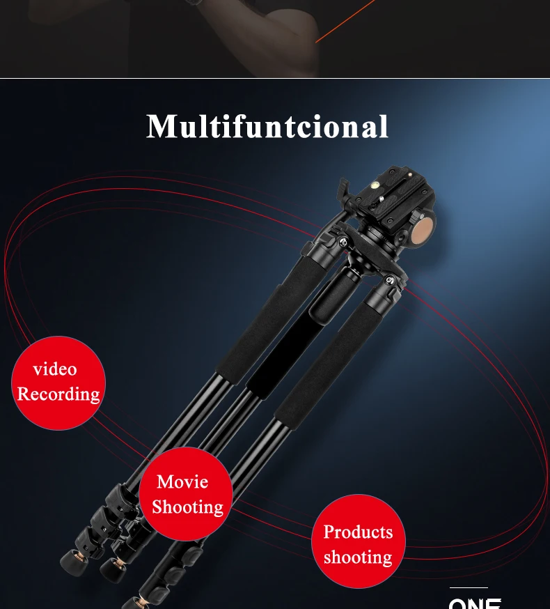 Q680 обновленный Профессиональный штатив для камеры с откидной ножкой и фиксатором 192 см сверхмощный штатив с подсветкой и бесплатной поворотной головкой Q90