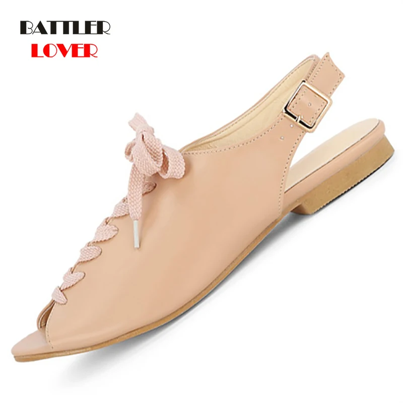 2019 New Women Sandals Flat Buckle Gladiator Summer Ladies Fashion Open Toe Plus Size Rome Shoes Female Casual Peep Toe Style