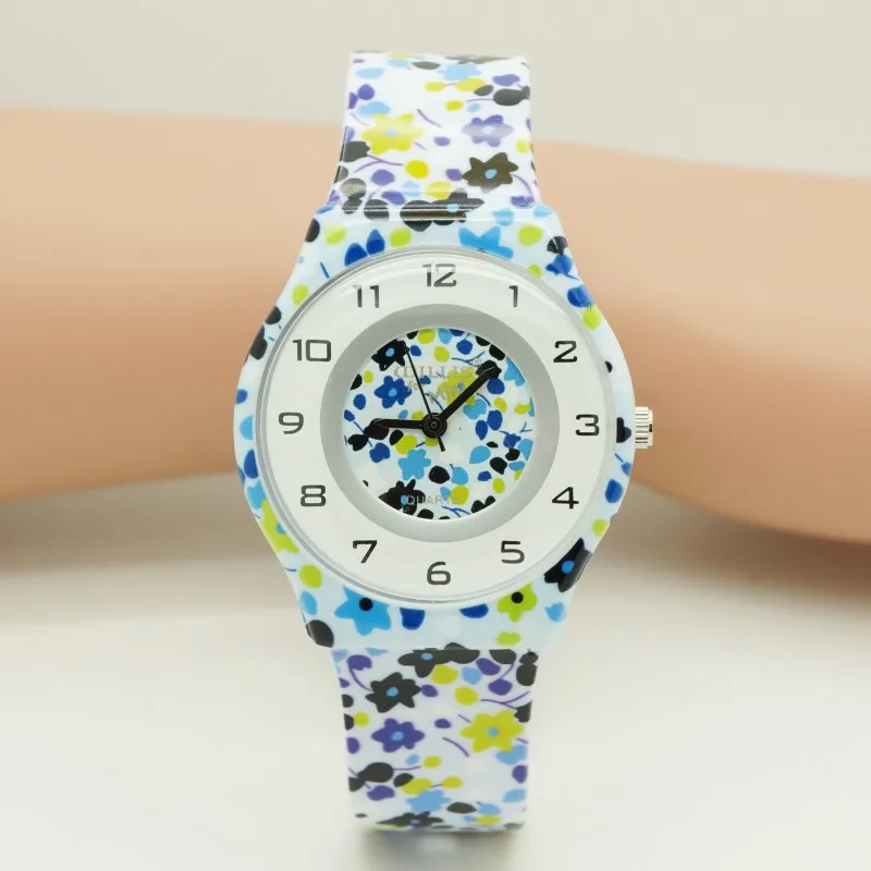 Новые женские часы с цветочным дизайном, Детские Водонепроницаемые спортивные кварцевые наручные часы для девочек, повседневные часы kol saati - Цвет: as picture