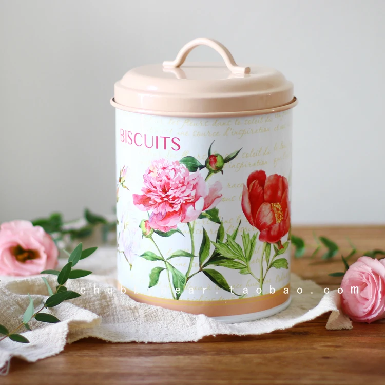 

1Pcs Circular Box Biscuits Snacks Storage Tank Multipurpose Covered Metal Lovely Household Living Room Kitchen 14mm*14mm*18mm