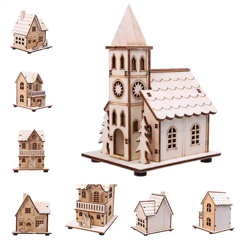 Festival Led Light Wood House Christmas Tree Decorations For Home Hanging Ornaments Holiday Nice Xmas Gift Wedding Navidad #2n6 (33)