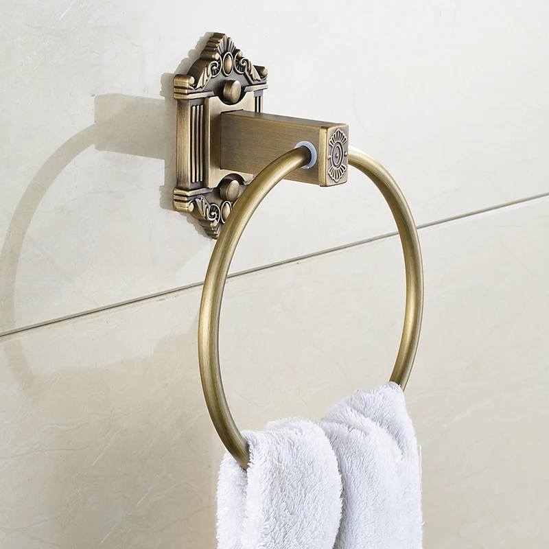 Antique Brass Towel Ring Artistic Towel Bar Bathroom Bath ...