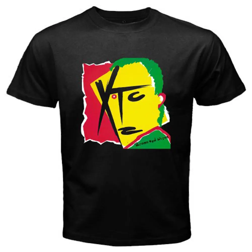 New XTC Drums And Wires Album Cover Rock Band Men's Black T Shirt Size